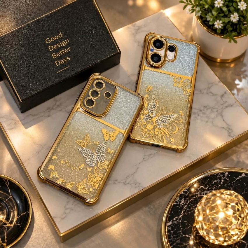 Full Diamond Mobile Cover with Butterfly Rhinestone Design
