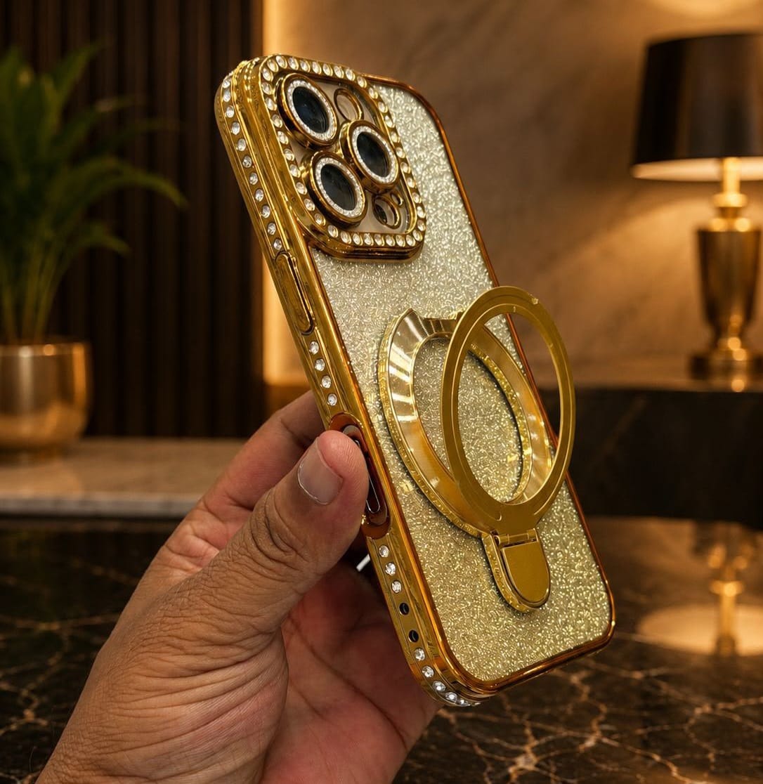 Diamond Glitter MagSafe Mobile Cover with ring holder and camera protection