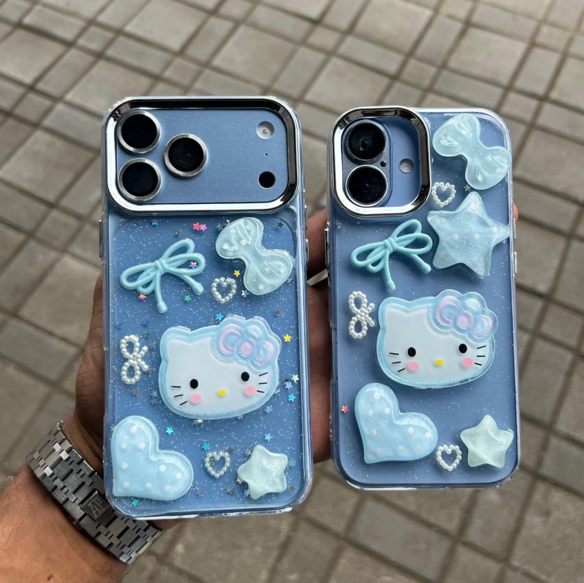 "Hello Kitty phone case wholesale lot with 3D bow charm and glitter back"