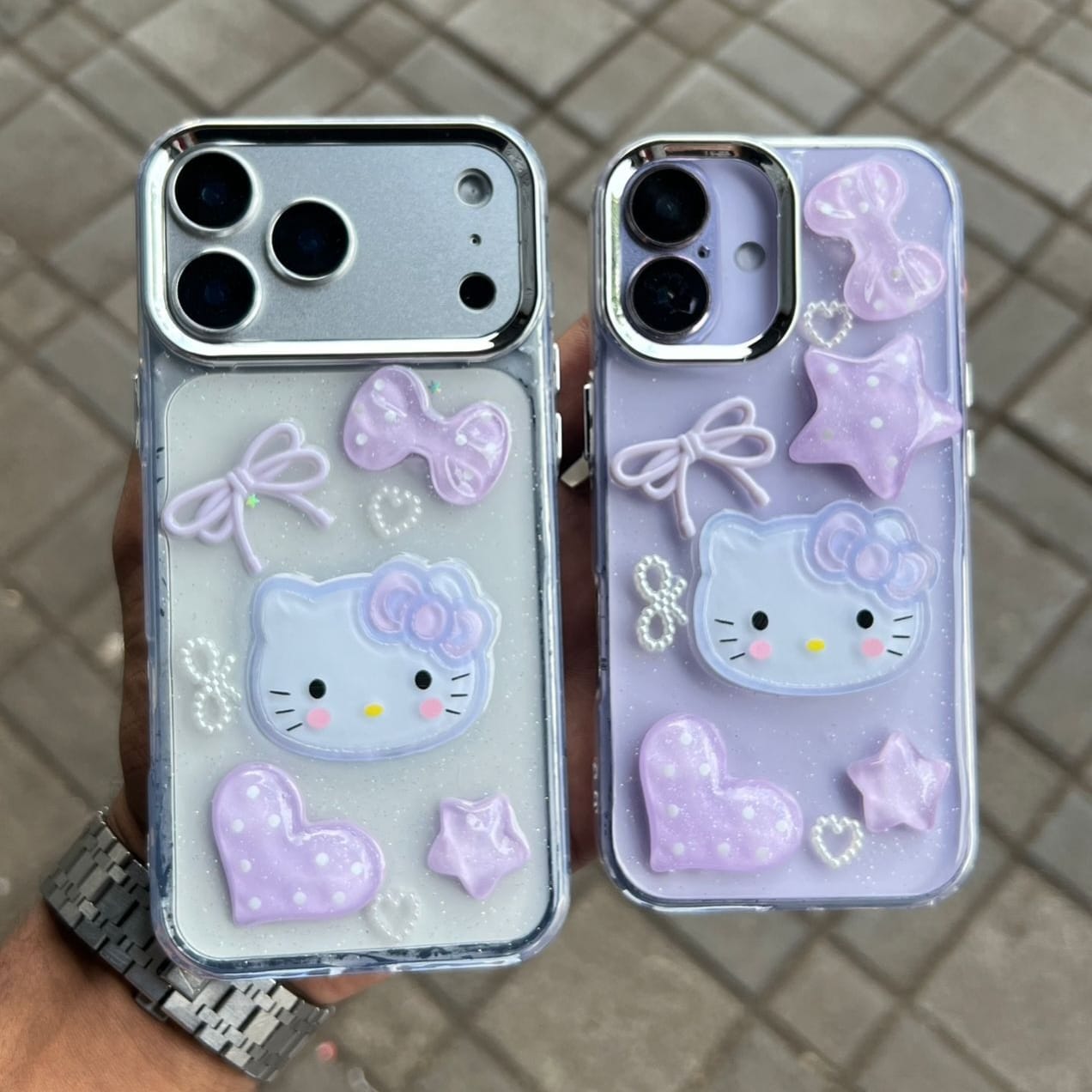 "Hello Kitty phone case wholesale lot with 3D bow charm and glitter back"