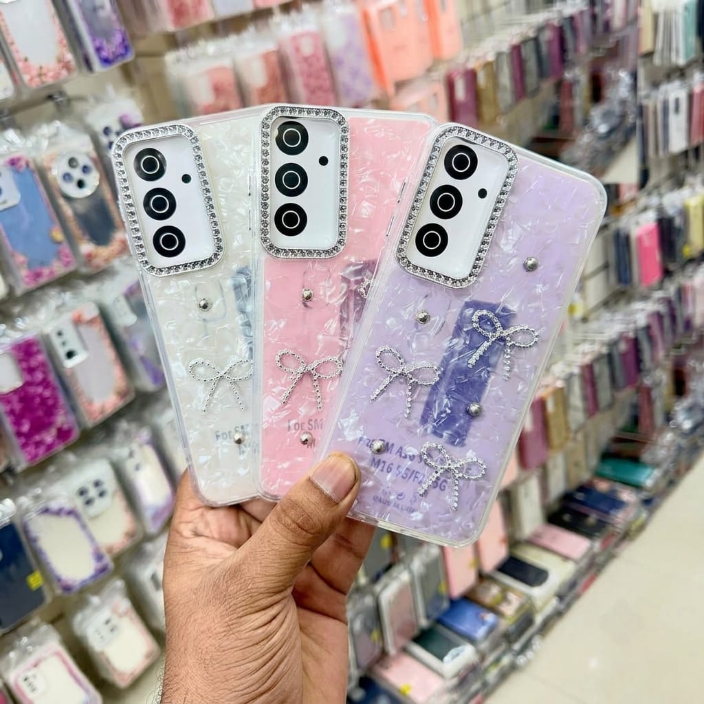 "Bling camera ring marble shine mobile cover with bow charm – wholesale lot"