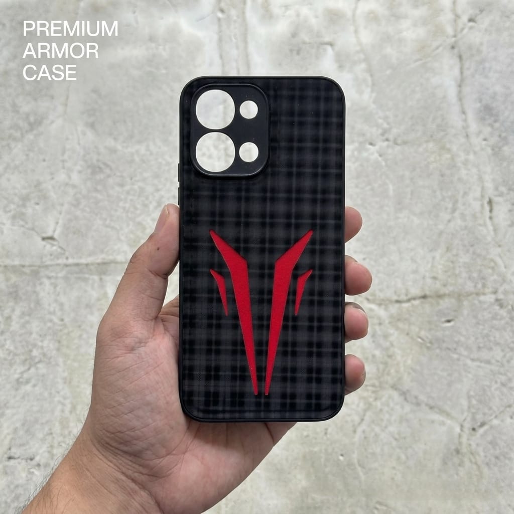 Rugged Armor Mobile Cover with textured gaming design and camera protection