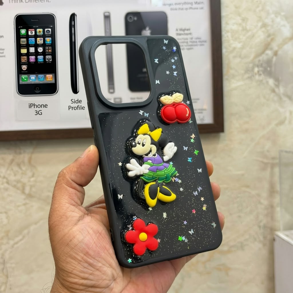 Cute 3D mobile covers wholesale with raised cartoon decorations