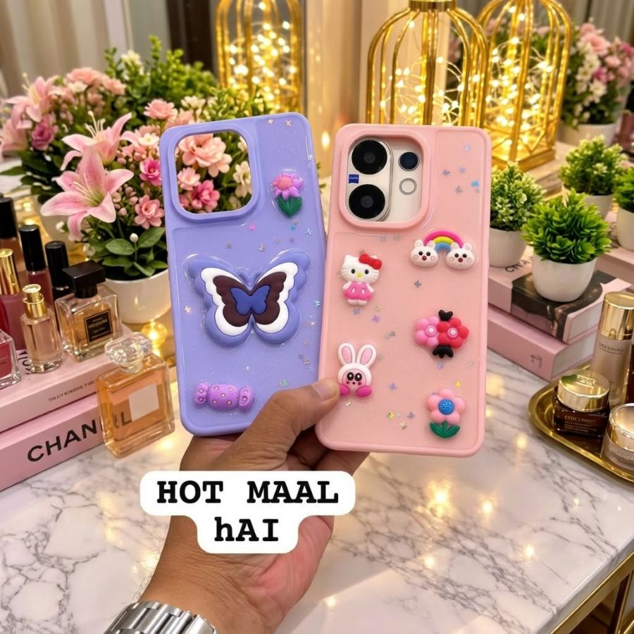 Cute 3D mobile covers wholesale with raised cartoon decorations