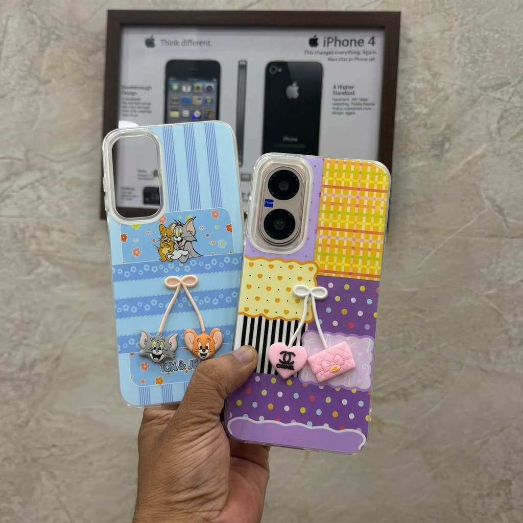 patchwork bow charm mobile cover3